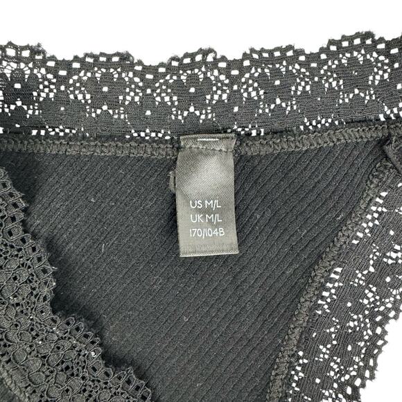 Out From Under UA M/L Harley Black Ribbed Lace Trim Halter Bra Bralette - Picture 10 of 10